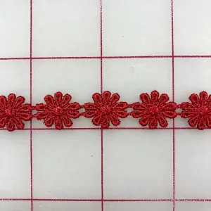 Non-Metallic Trim - 1/2-inch Venise Lace Flower Trim Red
