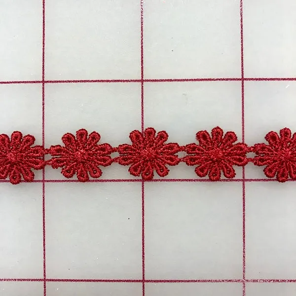 Non-Metallic Trim - 1/2-inch Venise Lace Flower Trim Red