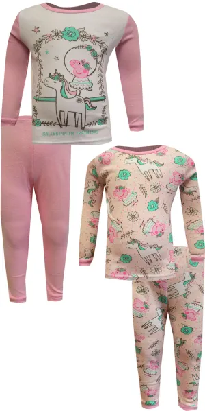 Peppa Pig Magical Unicorn 4 Piece Cotton Toddler Pajamas
