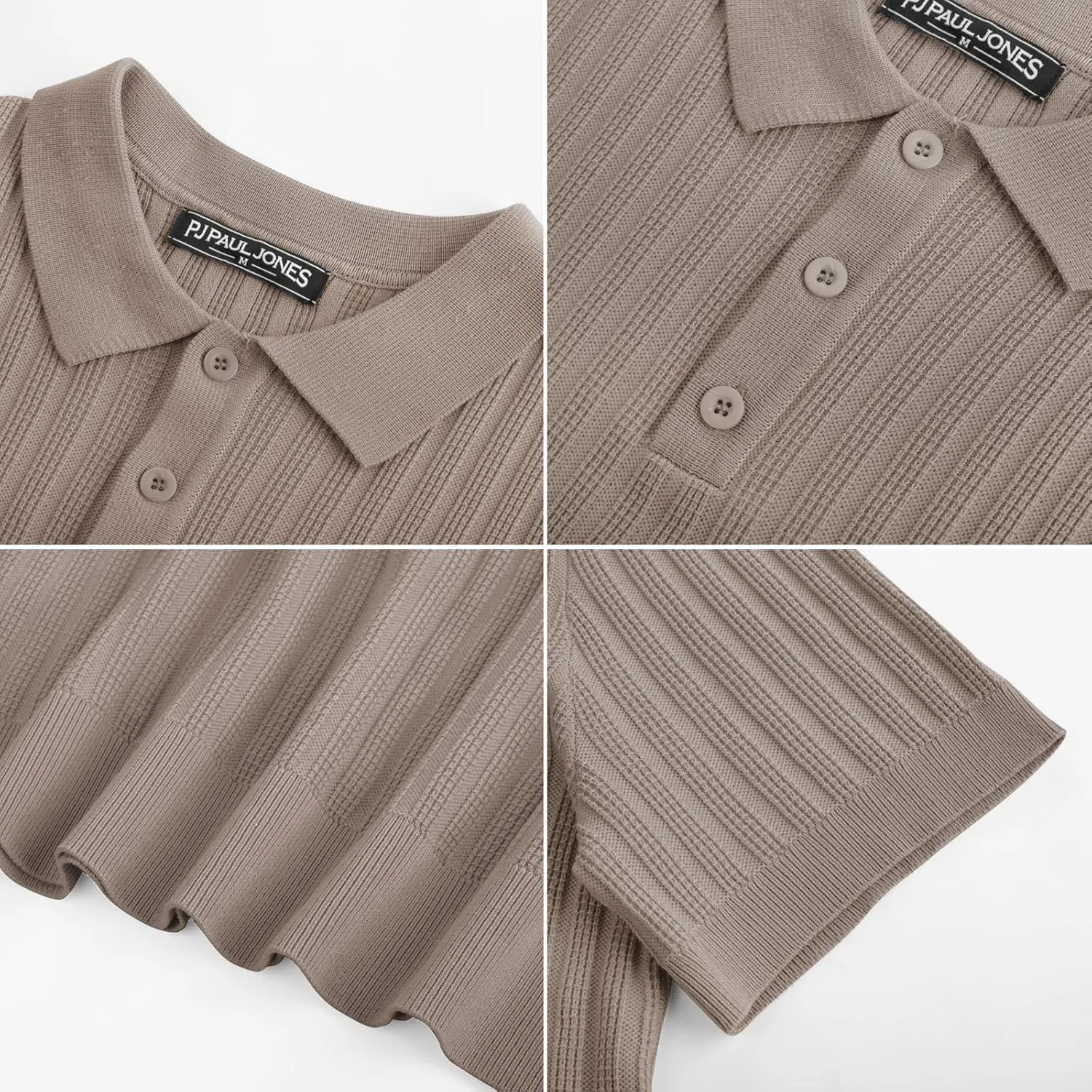 PJ PAUL JONES Mens Knit Polo Shirt Short Sleeve Textured Polo Shirts Casual Summer Collared Polo T Shirt