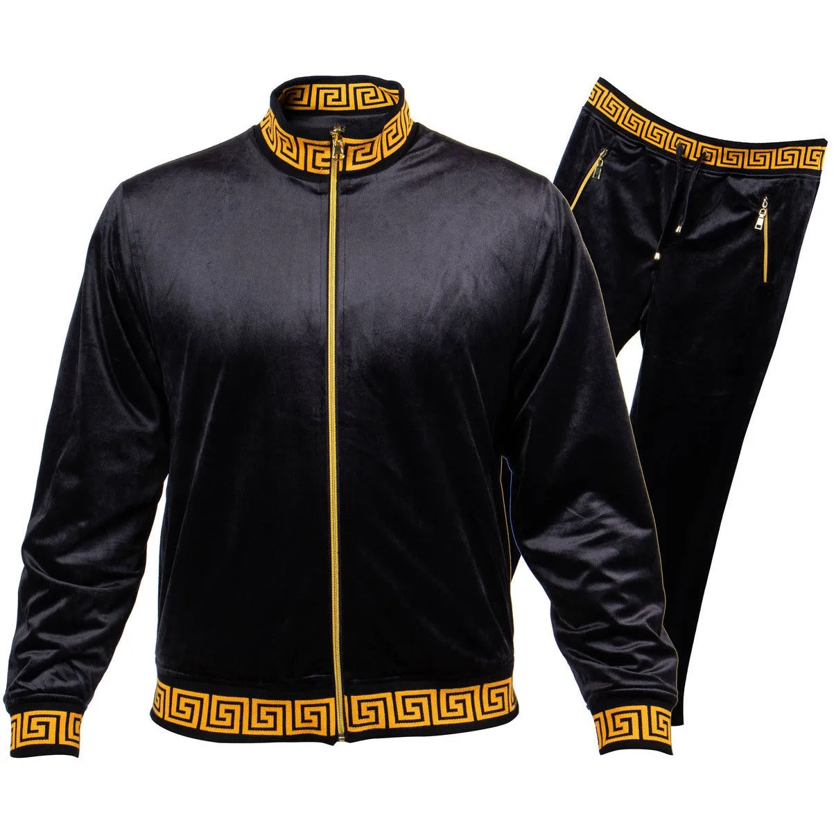 Prestige Black Gold Reversible Velvet Luxury Jogger Suit