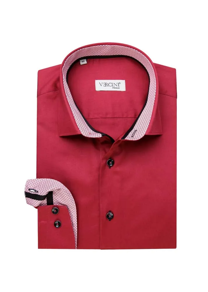 Red Dress Shirt With A Light Red Cuff