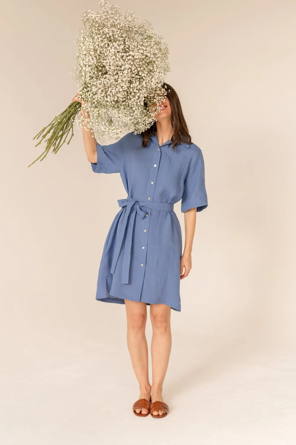 Soleil Linen Dress Blue