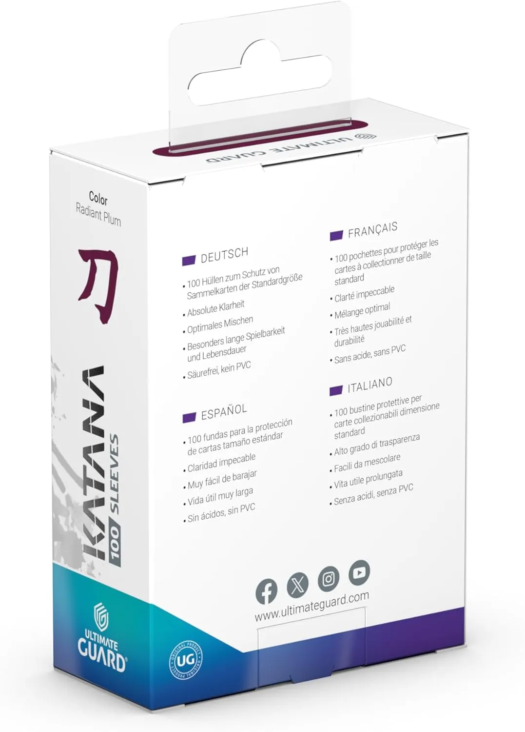 Ultimate Guard Katana Card Sleeves: 100 Standard Size TCG Sleeves, 66 x 91mm, Radiant Plum Back, Tournament Quality, No PVC & Acid-Free, High Clarity