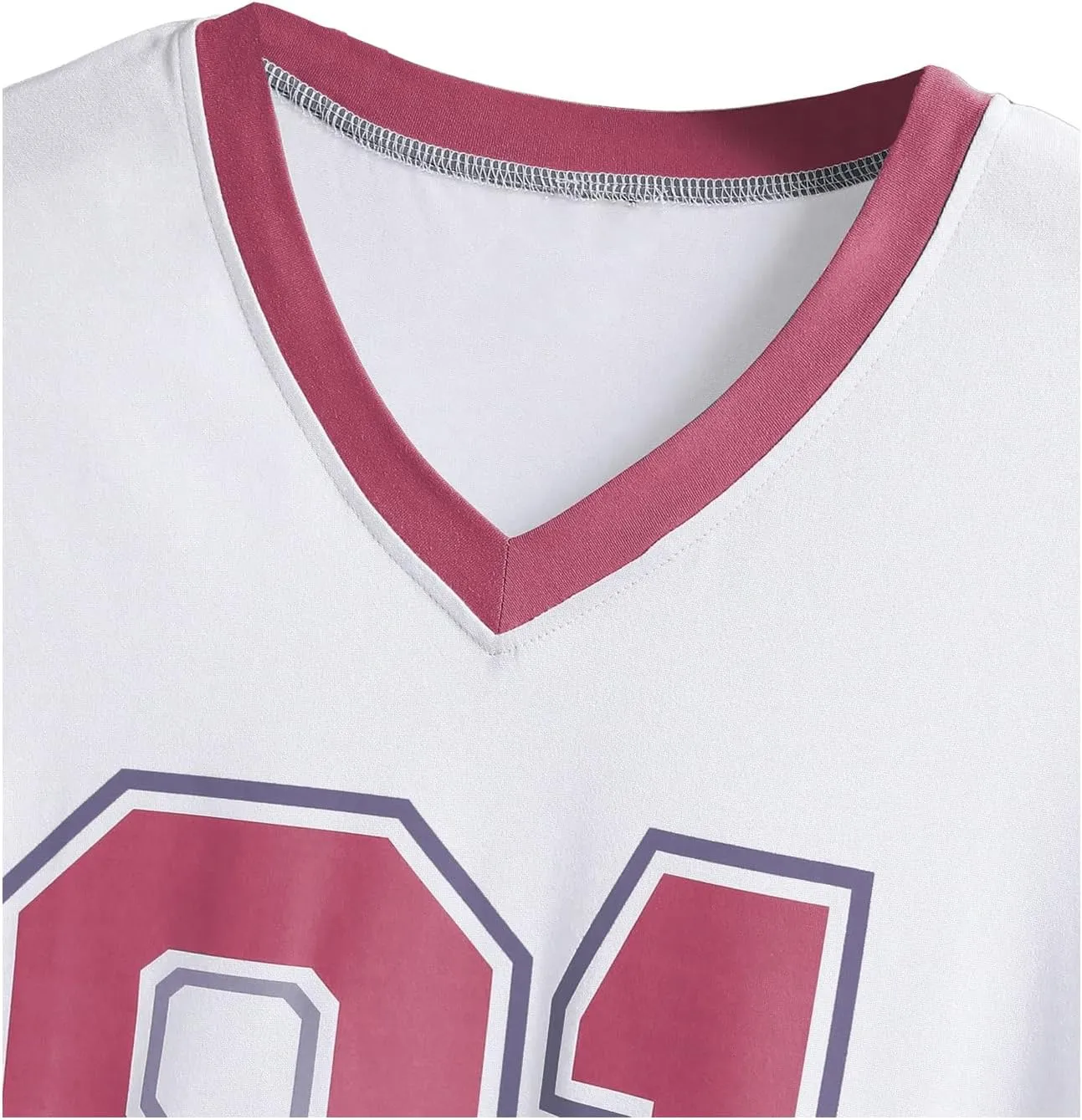 Verdusa Women's Short Sleeve Letter Graphic Loose T Shirt V Neck Drop Shoulder Tee Tops