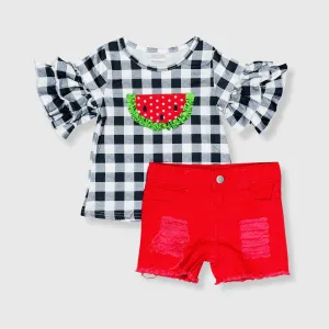 Watermelon Checkered Red Shorts Outfit