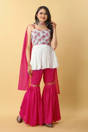 Wedding-ready Palazzo Set with Pink Embroidery