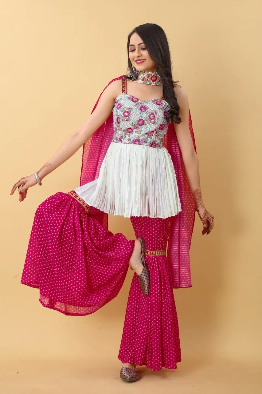 Wedding-ready Palazzo Set with Pink Embroidery
