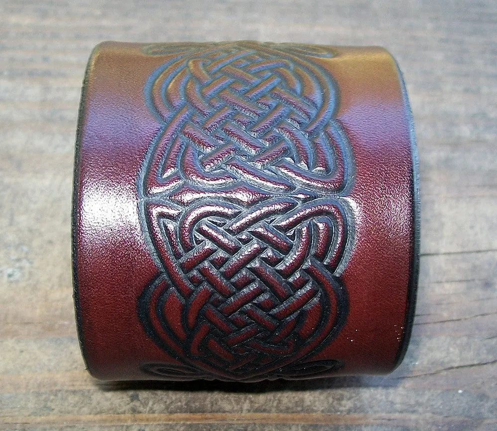 Wide Leather Cuff Bracelets Celtic Knot