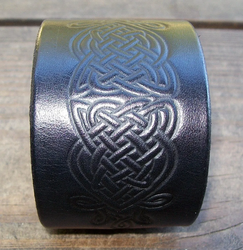 Wide Leather Cuff Bracelets Celtic Knot