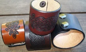 Wide Leather Cuff Bracelets Celtic Knot