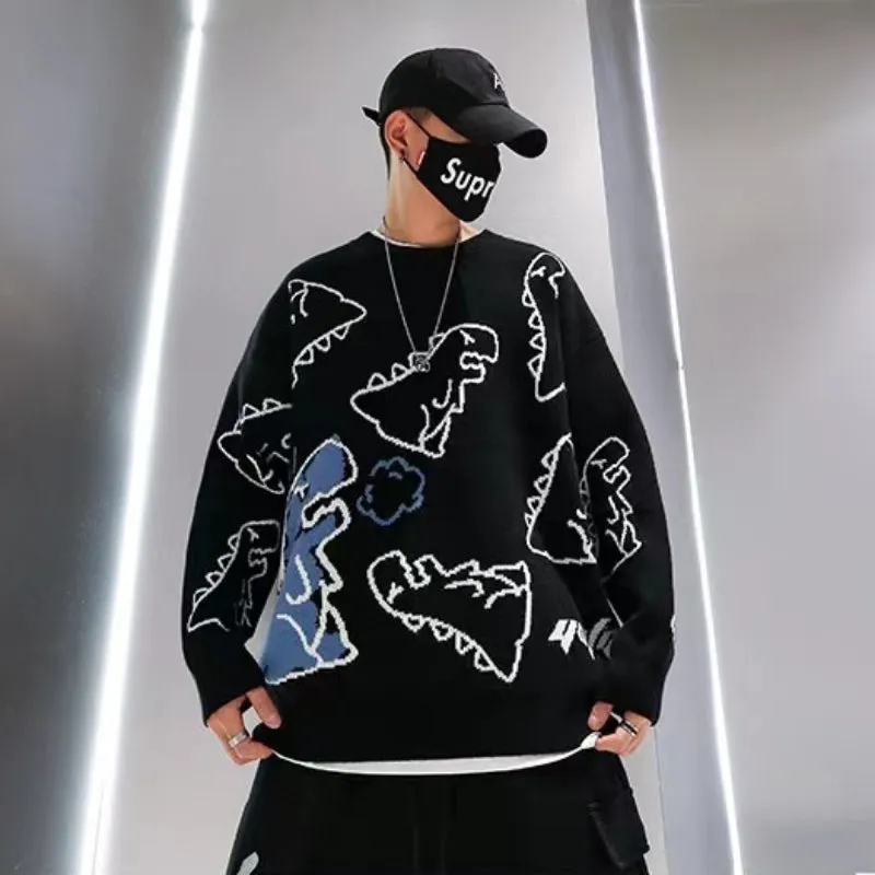 Winter Loose Dinosaur Pattern Knitted Sweaters
