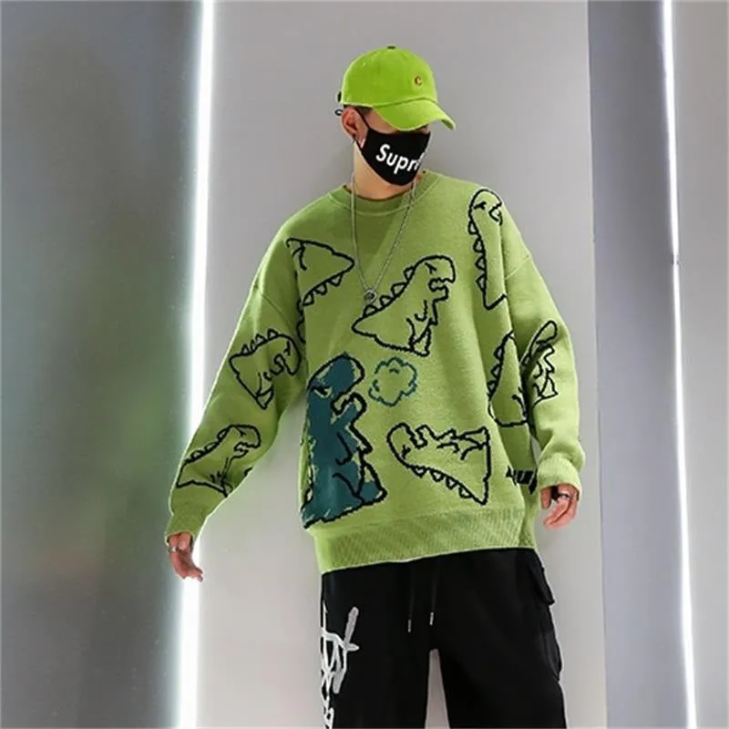 Winter Loose Dinosaur Pattern Knitted Sweaters