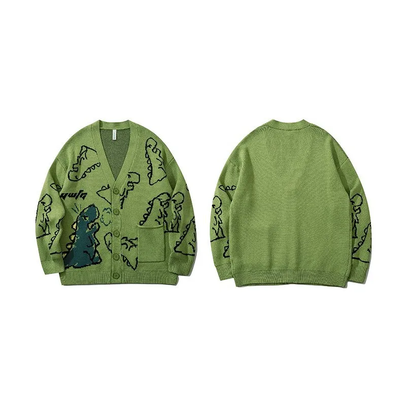 Winter Loose Dinosaur Pattern Knitted Sweaters