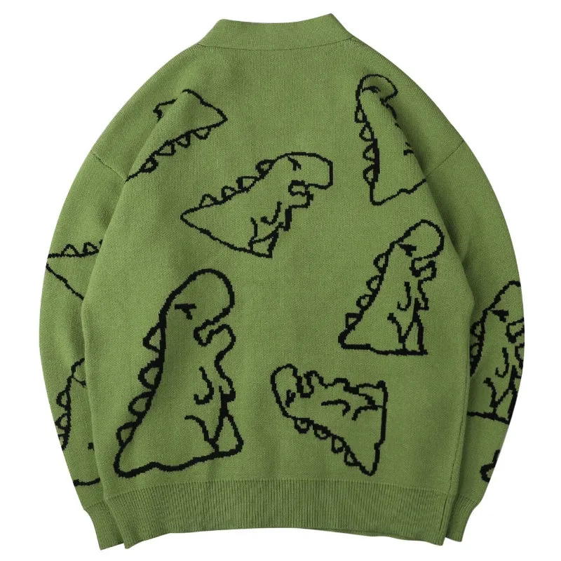 Winter Loose Dinosaur Pattern Knitted Sweaters