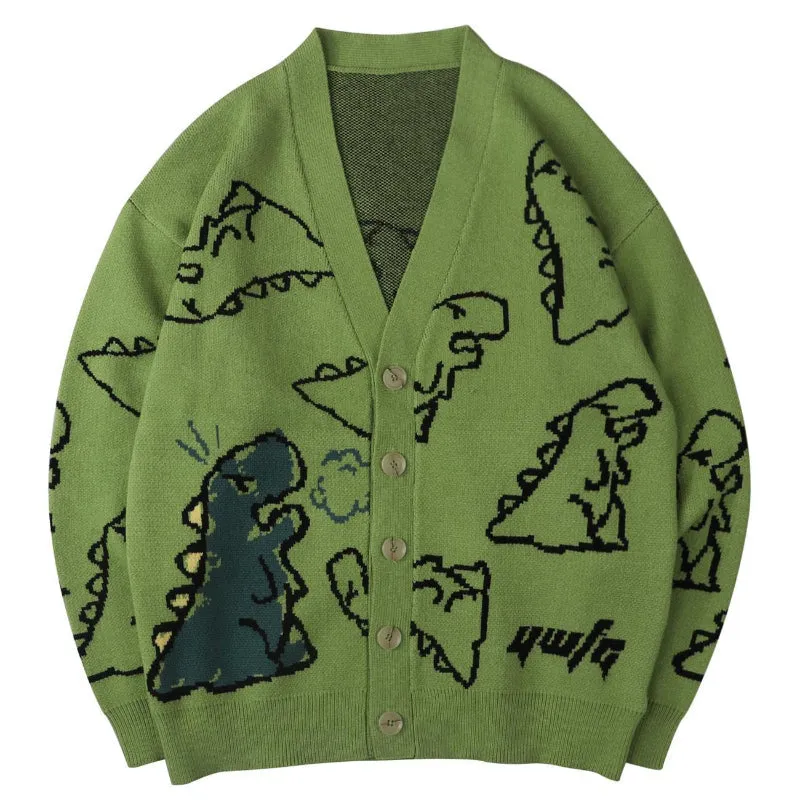 Winter Loose Dinosaur Pattern Knitted Sweaters