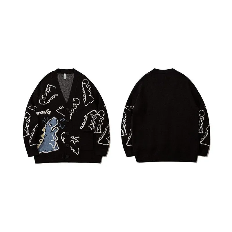 Winter Loose Dinosaur Pattern Knitted Sweaters