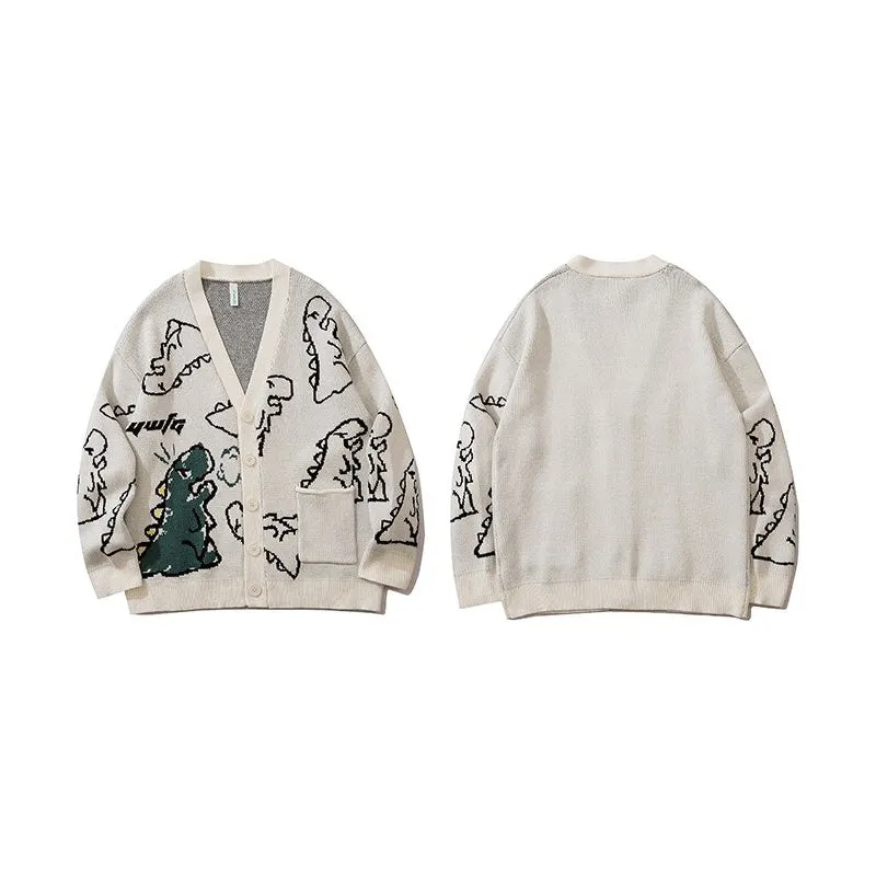 Winter Loose Dinosaur Pattern Knitted Sweaters