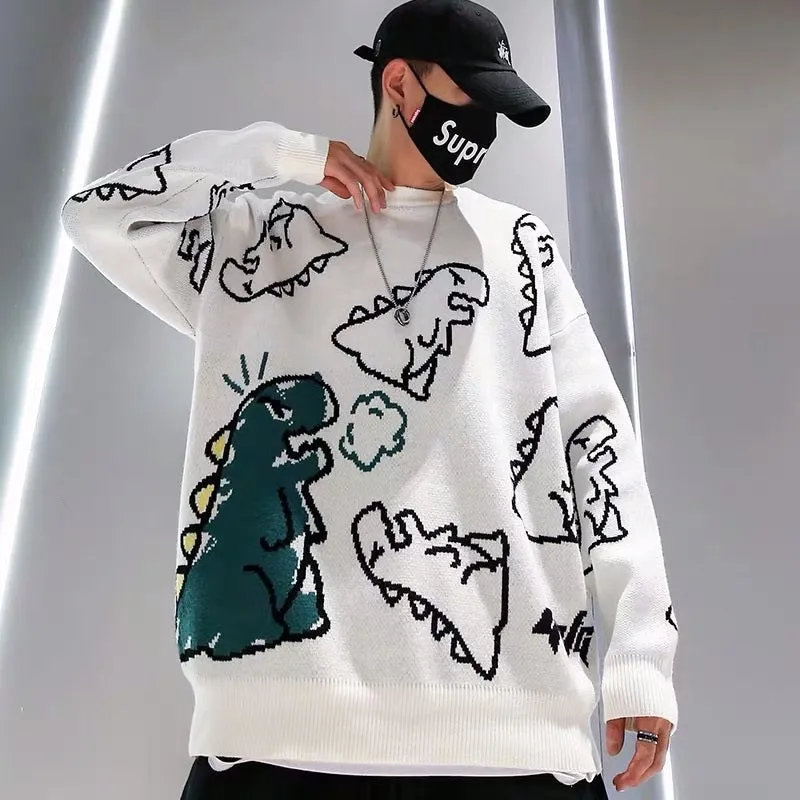 Winter Loose Dinosaur Pattern Knitted Sweaters
