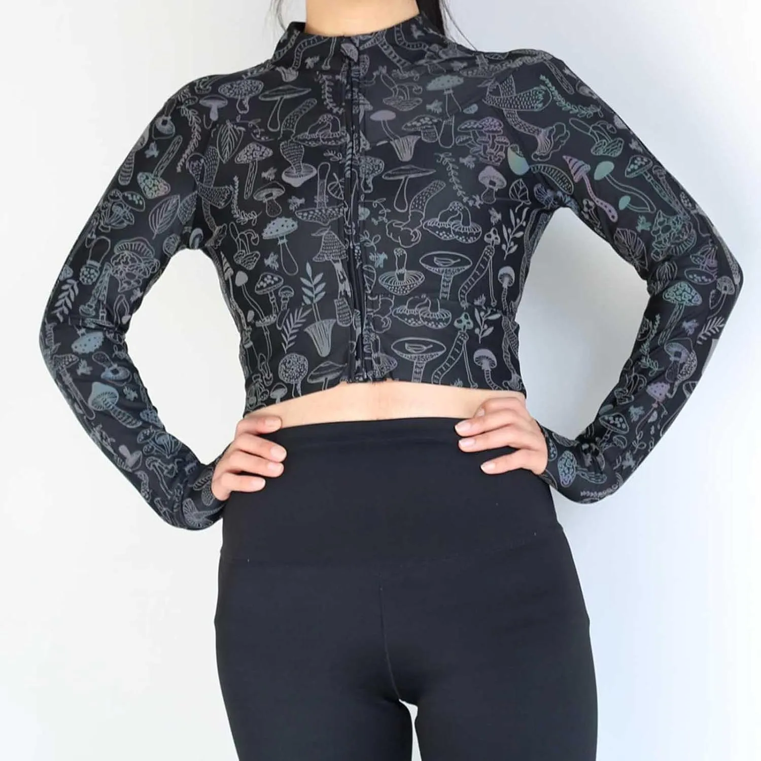 Women Crop Rave Tops for Festival Leopard Reflective Jackets Zipper Holographic Short Bomber Jacket Festival Costumes