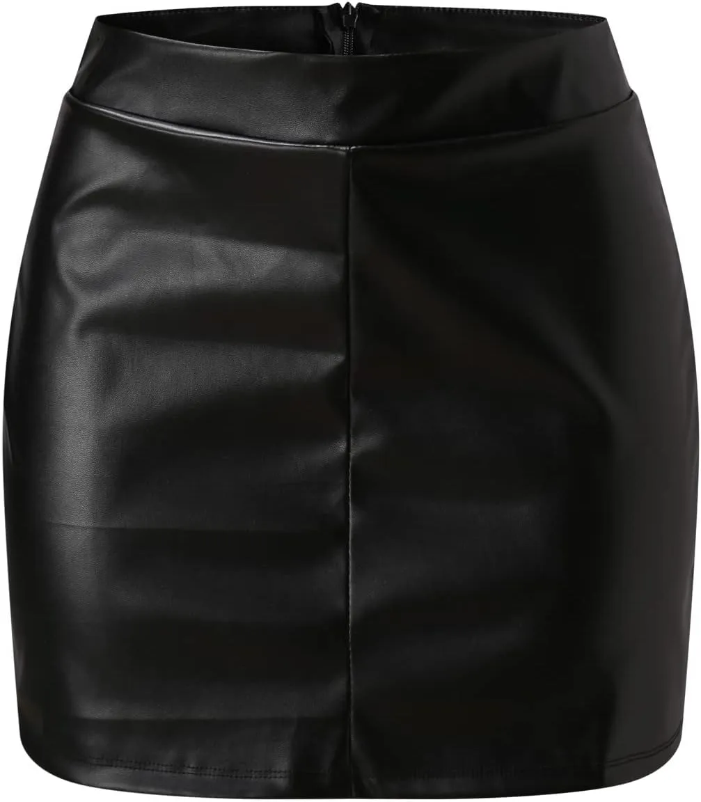 Women's High Waist Faux Leather Bodycon Mini Pencil Skirt - Comfortable Fashion for Every Wardrobe