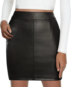 Women's High Waist Faux Leather Bodycon Mini Pencil Skirt - Comfortable Fashion for Every Wardrobe
