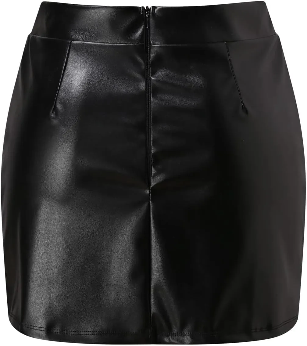Women's High Waist Faux Leather Bodycon Mini Pencil Skirt - Comfortable Fashion for Every Wardrobe