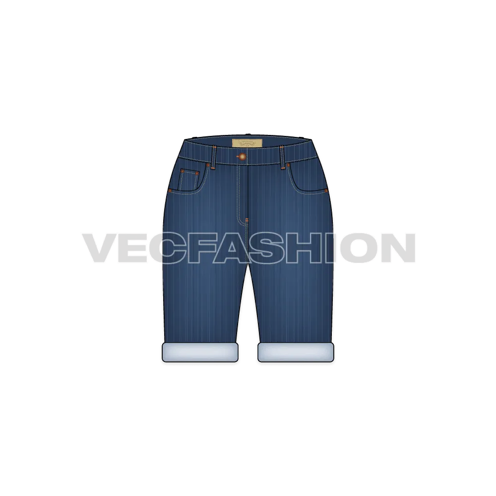 Women's Medium Washed Denim Shorts