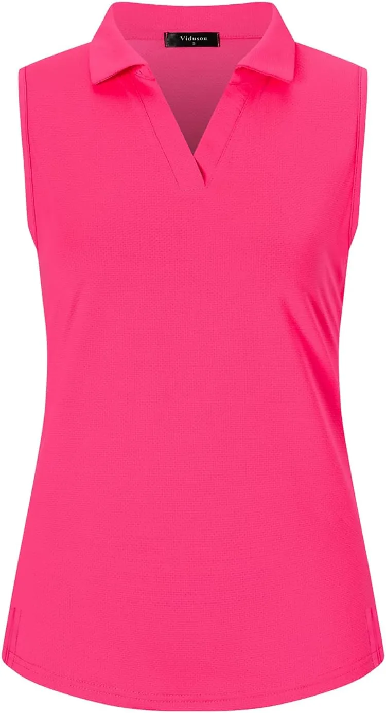 Womens Sleeveless Golf Polo Shirts Lightweight Tennis Sport Tops