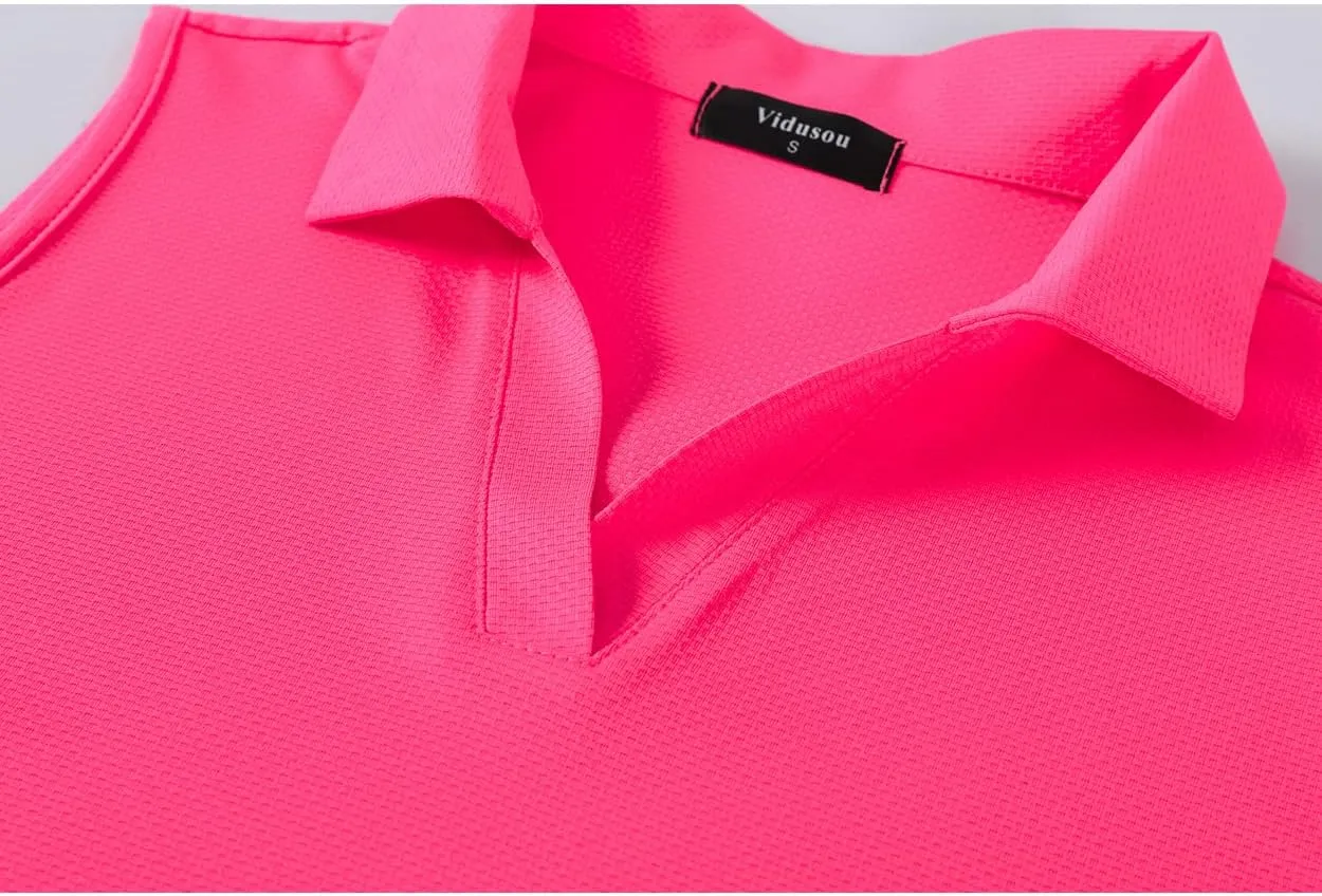 Womens Sleeveless Golf Polo Shirts Lightweight Tennis Sport Tops