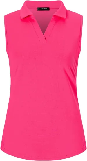 Womens Sleeveless Golf Polo Shirts Lightweight Tennis Sport Tops