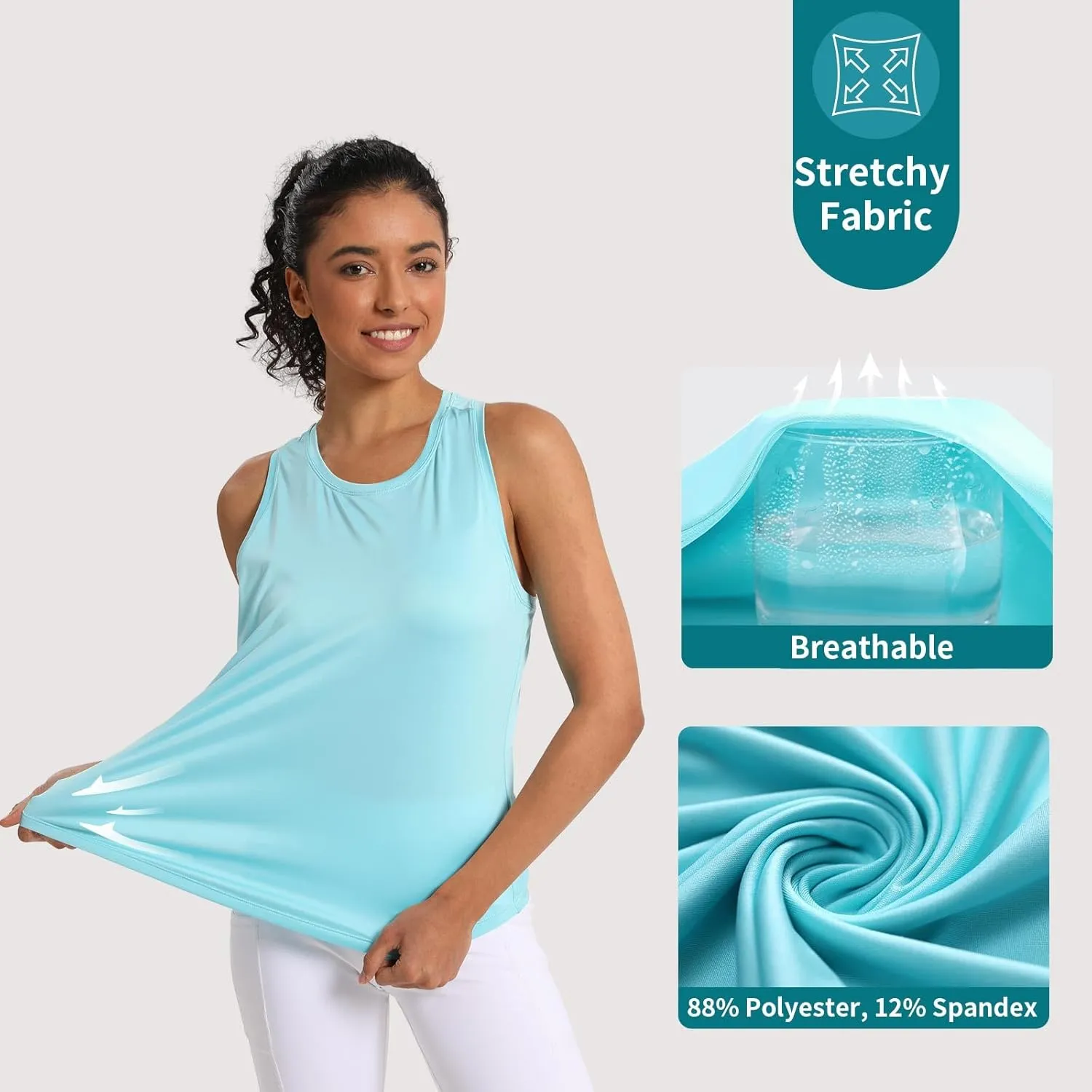 Women's Workout Tank Tops Woman Sleeveless Loose Fit Gym Tops Athletic Shirts Racerback Quick Dry UPF 50 