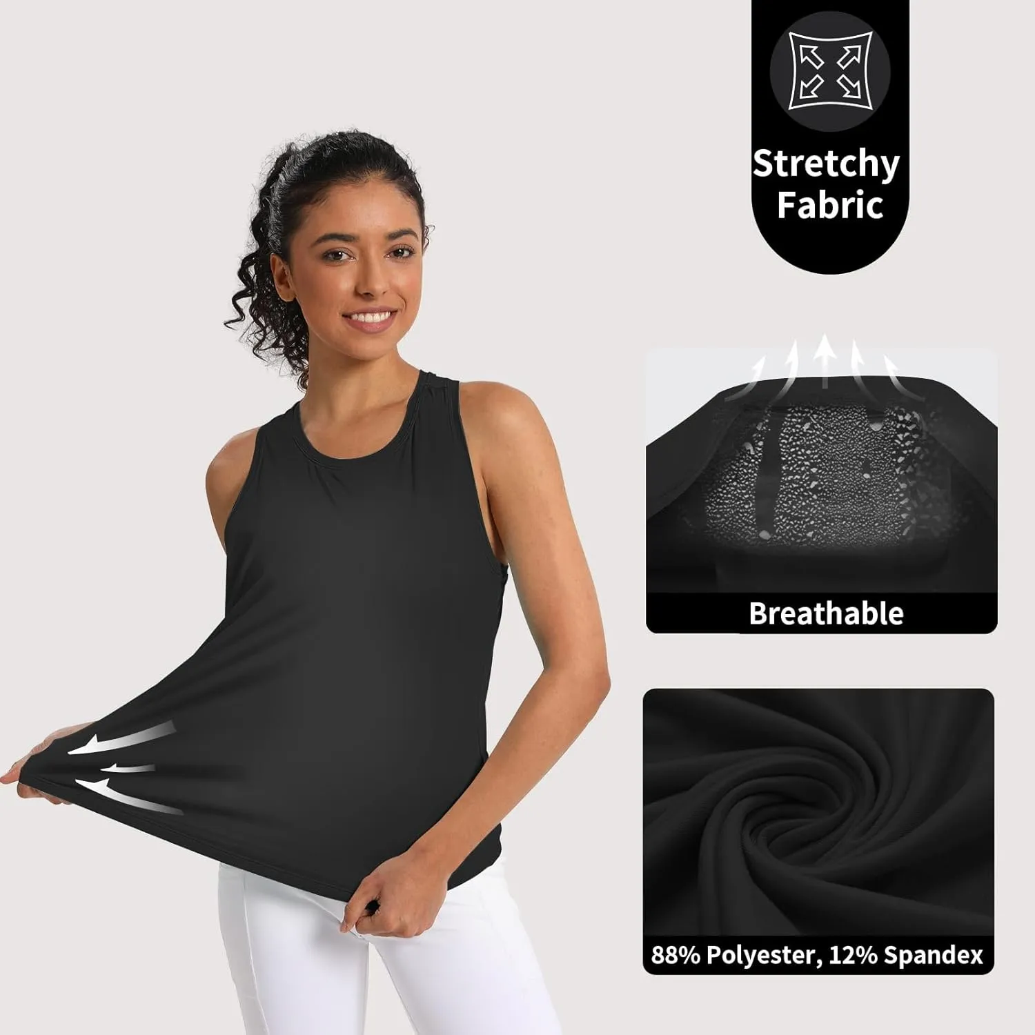 Women's Workout Tank Tops Woman Sleeveless Loose Fit Gym Tops Athletic Shirts Racerback Quick Dry UPF 50 